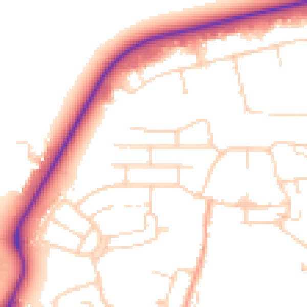 Daytime road noise heatmap for PE30 2EH