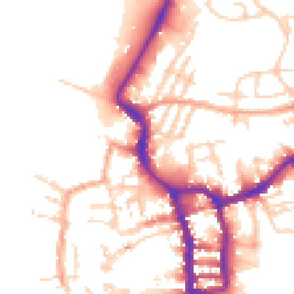 Daytime road noise heatmap for PE30 2FB