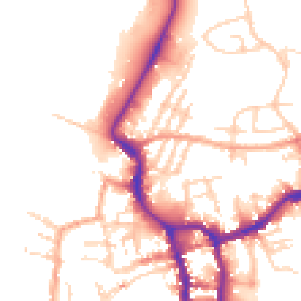 Daytime road noise heatmap for PE30 2FL