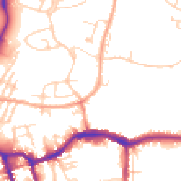 Daytime road noise heatmap for PE30 2LA
