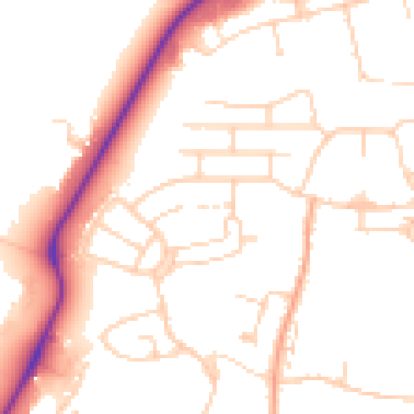 Daytime road noise heatmap for PE30 2NN