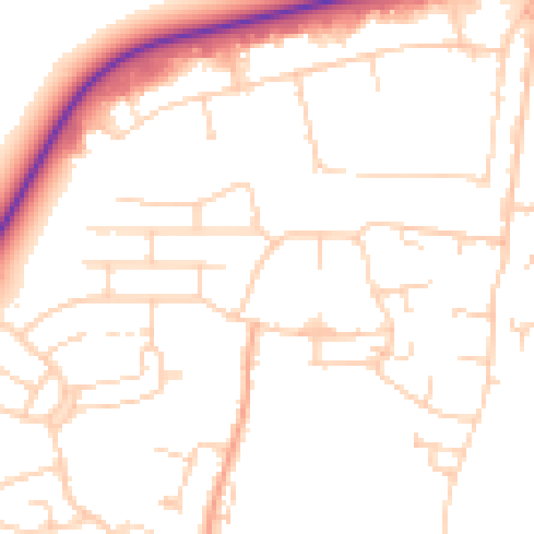 Daytime road noise heatmap for PE30 2NU