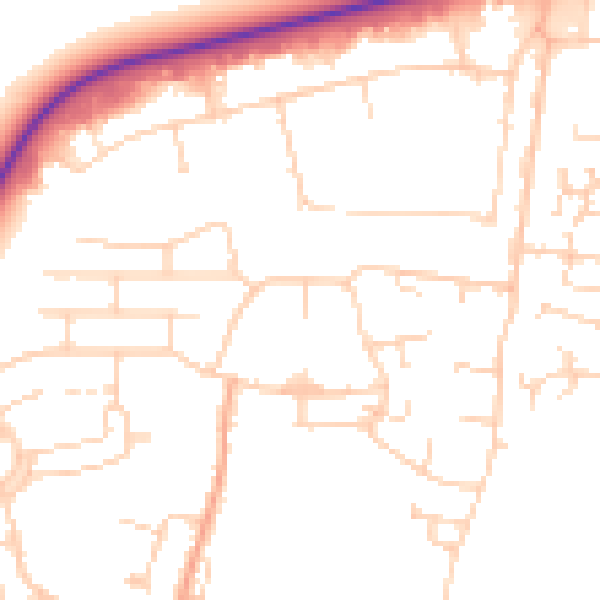 Daytime road noise heatmap for PE30 2PF