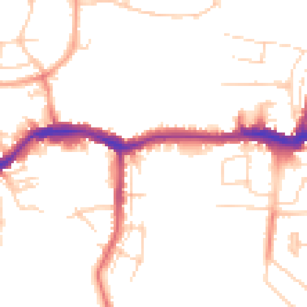 Daytime road noise heatmap for PE30 2PY