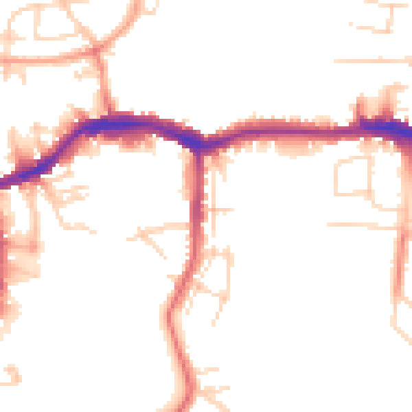 Daytime road noise heatmap for PE30 2QG