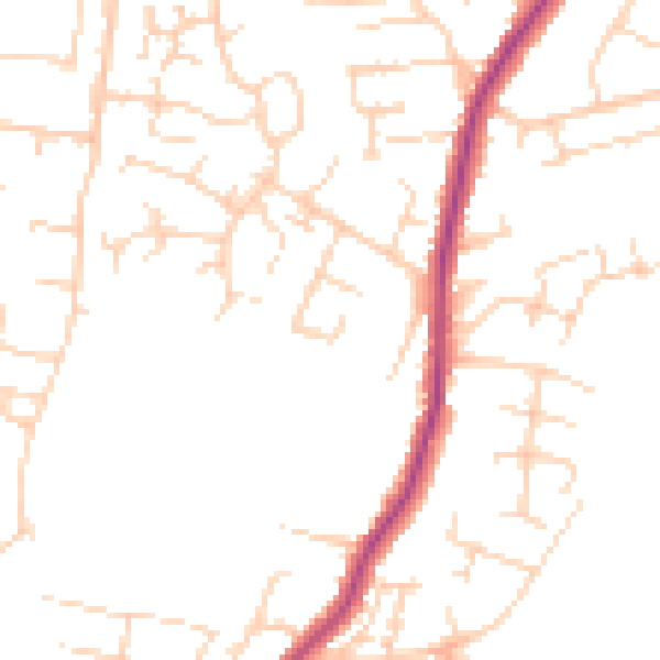 Daytime road noise heatmap for PE30 3AH