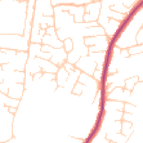 Daytime road noise heatmap for PE30 3AJ