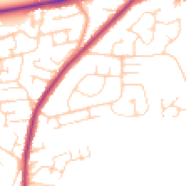 Daytime road noise heatmap for PE30 3HE