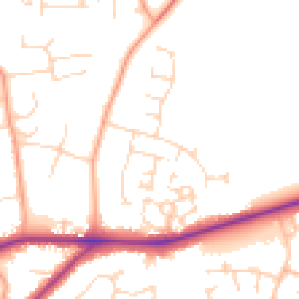 Daytime road noise heatmap for PE30 3JR