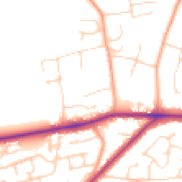 Daytime road noise heatmap for PE30 3LA