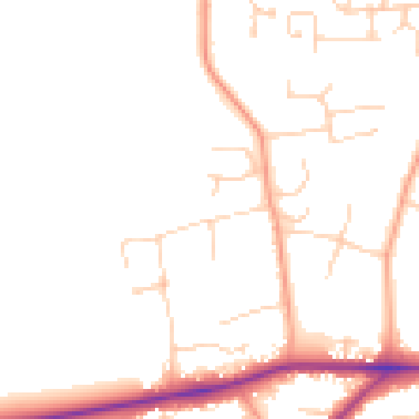 Daytime road noise heatmap for PE30 3LJ