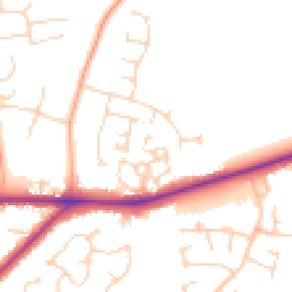 Daytime road noise heatmap for PE30 3PS
