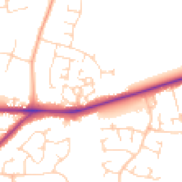 Daytime road noise heatmap for PE30 3RL
