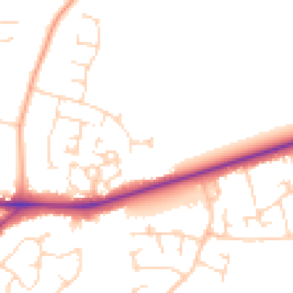 Daytime road noise heatmap for PE30 3TS