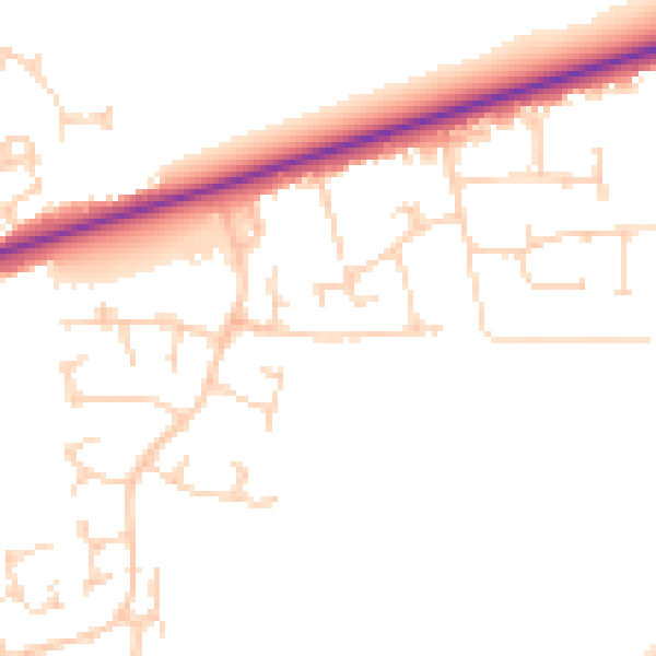 Daytime road noise heatmap for PE30 3TT