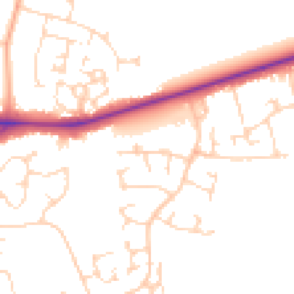 Daytime road noise heatmap for PE30 3TU