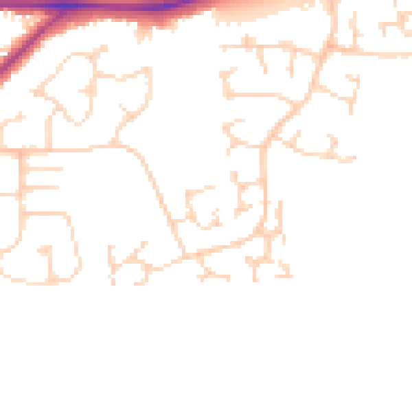Daytime road noise heatmap for PE30 3UL