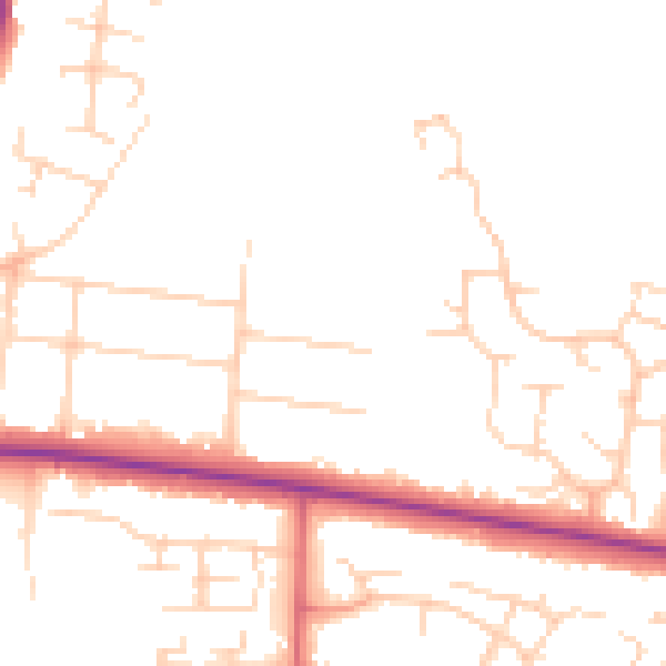 Daytime road noise heatmap for PE30 4AL