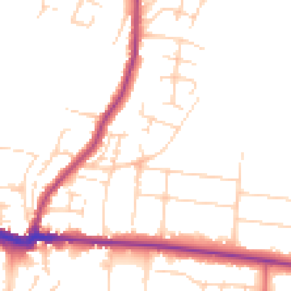 Daytime road noise heatmap for PE30 4AX