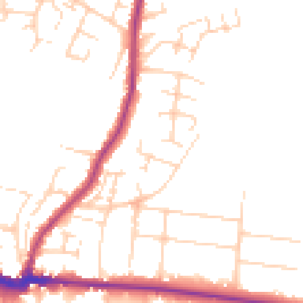 Daytime road noise heatmap for PE30 4AZ