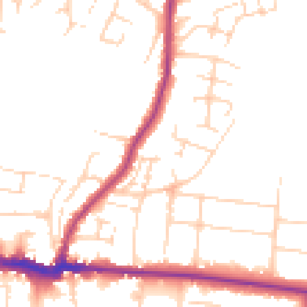 Daytime road noise heatmap for PE30 4BD