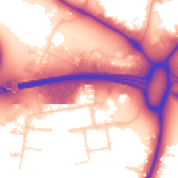 Daytime road noise heatmap for PE30 4BH