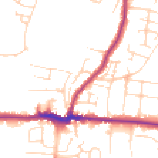 Daytime road noise heatmap for PE30 4BN