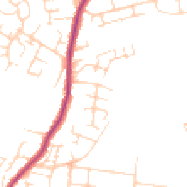 Daytime road noise heatmap for PE30 4BZ