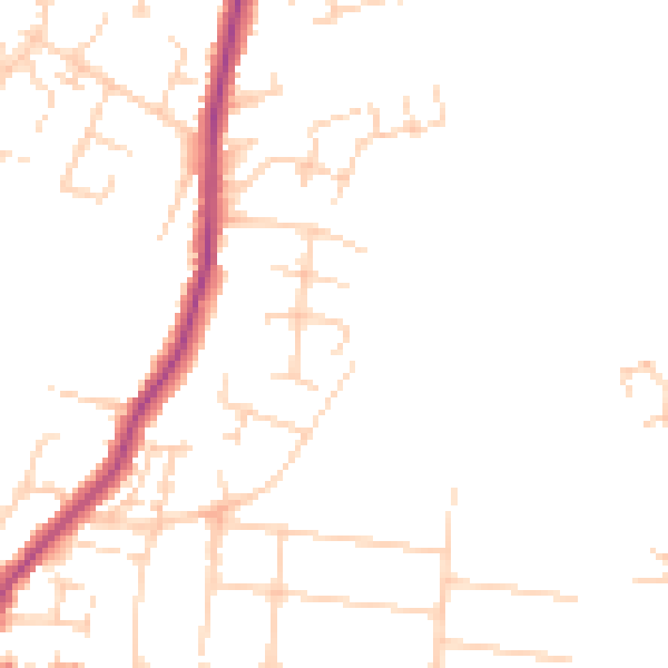 Daytime road noise heatmap for PE30 4DE
