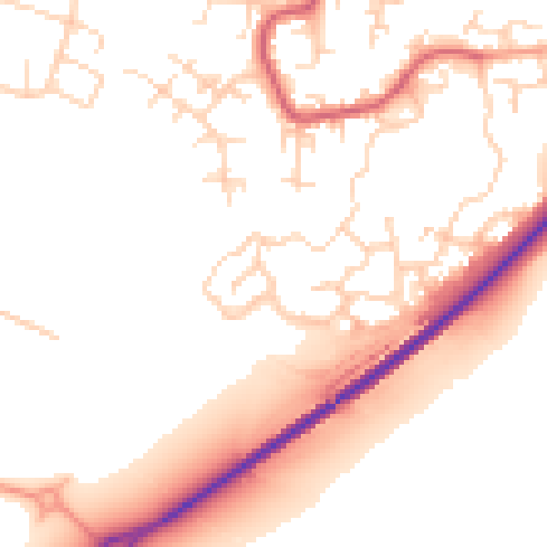 Daytime road noise heatmap for PE30 4EJ