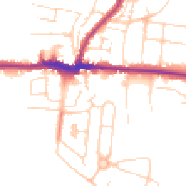 Daytime road noise heatmap for PE30 4FU