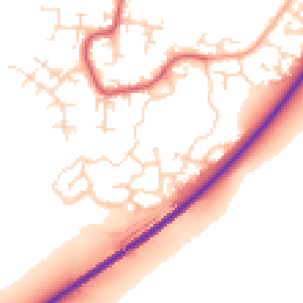 Daytime road noise heatmap for PE30 4GN