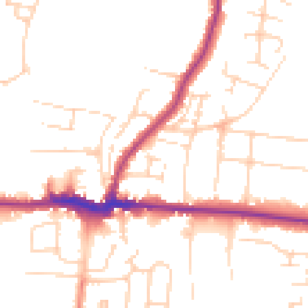 Daytime road noise heatmap for PE30 4GQ