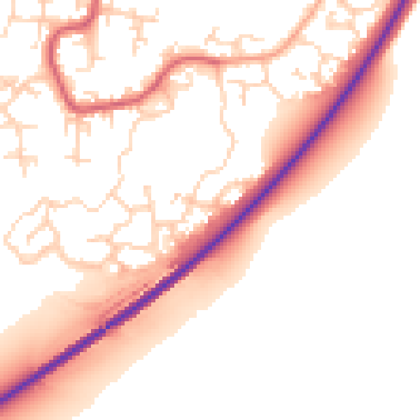 Daytime road noise heatmap for PE30 4GX