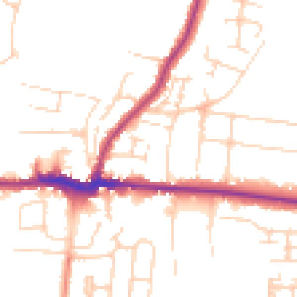 Daytime road noise heatmap for PE30 4HL