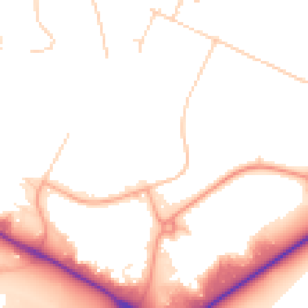Daytime road noise heatmap for PE30 4HY