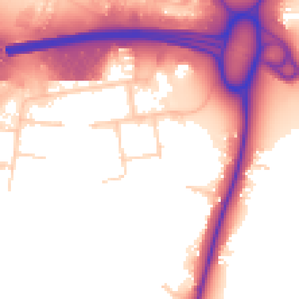 Daytime road noise heatmap for PE30 4JD