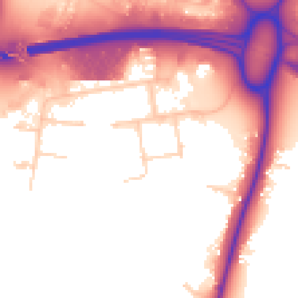 Daytime road noise heatmap for PE30 4JQ