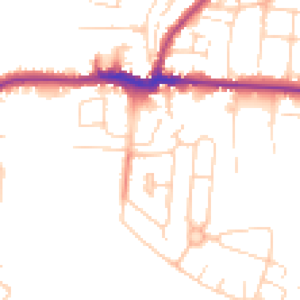 Daytime road noise heatmap for PE30 4NJ