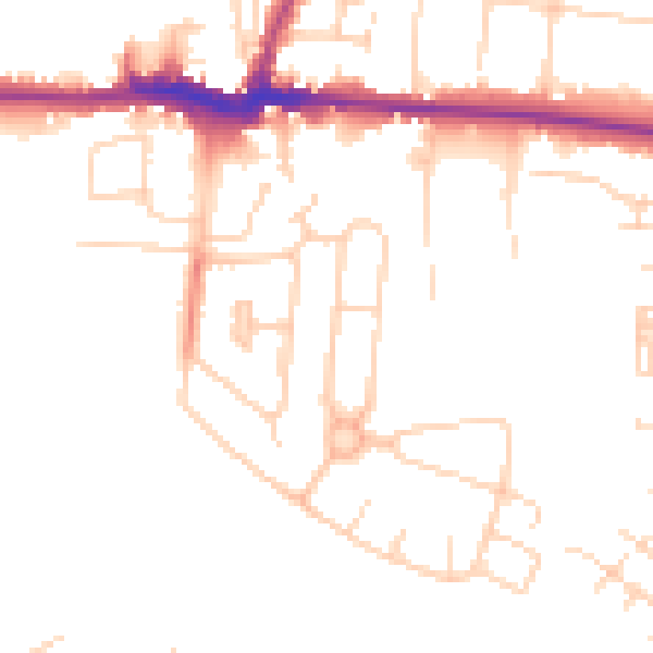 Daytime road noise heatmap for PE30 4PH