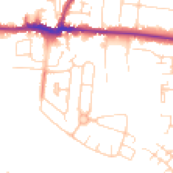 Daytime road noise heatmap for PE30 4PJ