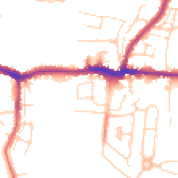 Daytime road noise heatmap for PE30 4QB