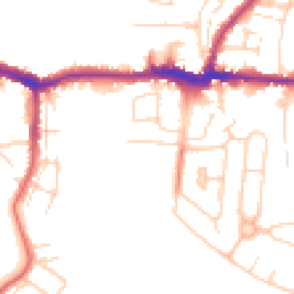 Daytime road noise heatmap for PE30 4QE