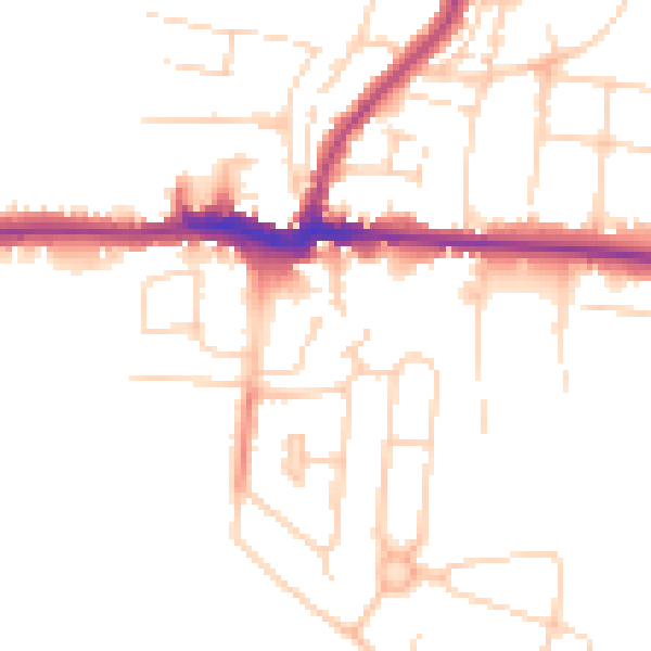 Daytime road noise heatmap for PE30 4QR