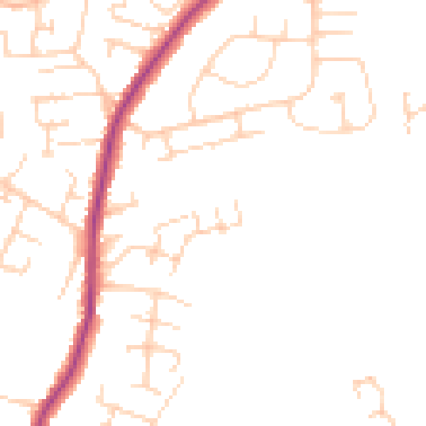 Daytime road noise heatmap for PE30 4SJ