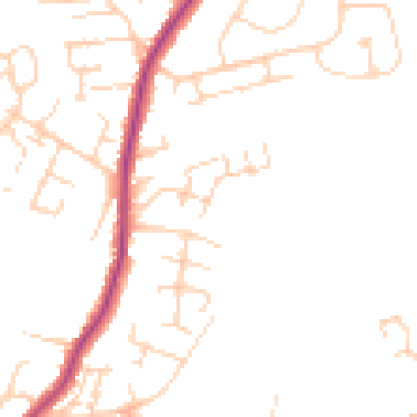Daytime road noise heatmap for PE30 4SX