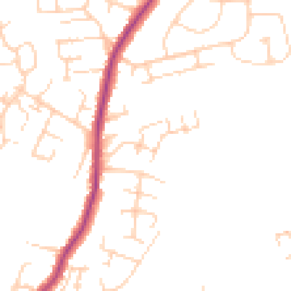 Daytime road noise heatmap for PE30 4TR