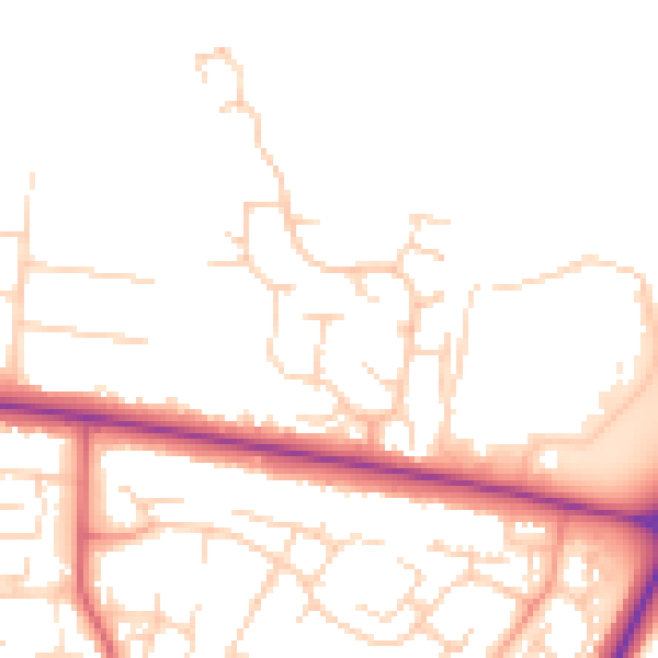 Daytime road noise heatmap for PE30 4TW
