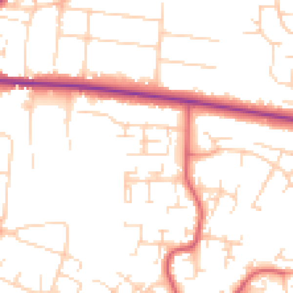 Daytime road noise heatmap for PE30 4UB
