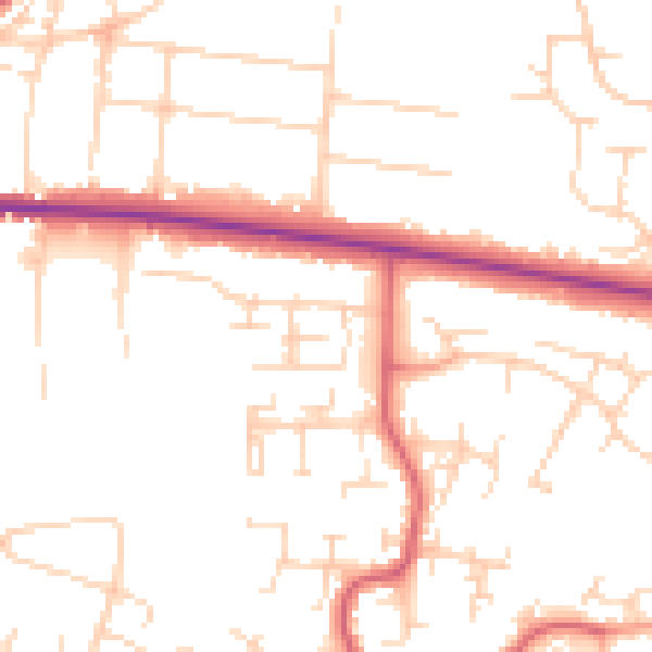 Daytime road noise heatmap for PE30 4UD